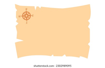 Blank treasure hunt map template. Clipart image