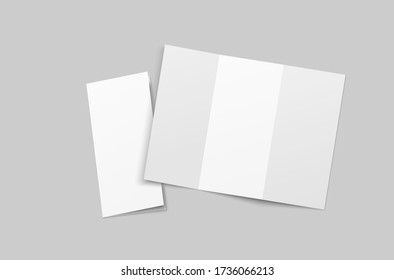 Folleto triple en blanco se burla. Abrir y cerrar plantilla de folleto.
