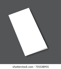 Blank tri fold brochure mock up portrait cover. Isolated.