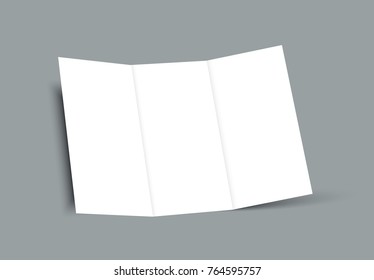 Blank tri fold brochure mock up portrait cover. Isolated.