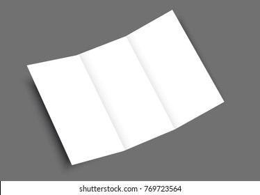 Blank tri fold brochure mock up portrait cover. Isolated.