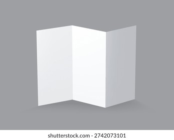 Blank Tri Fold Brochure Mockup. Concertina fold, leaflet, brochure, booklet, flyer or invitation card.