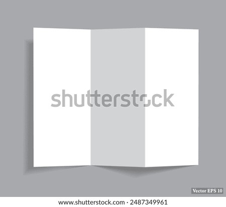 Blank tri fold brochure template for mockup designs. 3D illustration,brochure with 6 sides.
