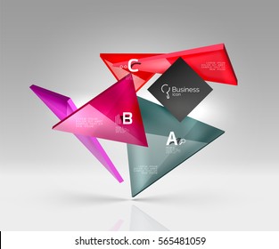 Blank triangle layout business template, infographic background. Vector background for workflow layout, diagram, number options or web design