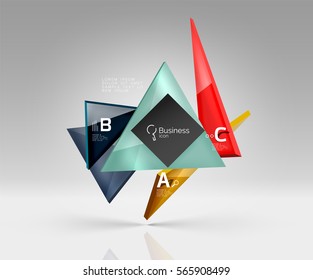 Blank triangle layout business template, infographic background. Vector background for workflow layout, diagram, number options or web design