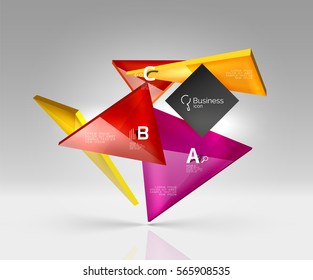 Blank triangle layout business template, infographic background. Vector background for workflow layout, diagram, number options or web design