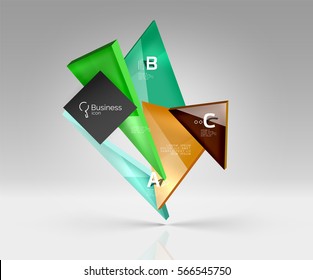 Plantilla de negocio de diseño triangular en blanco, fondo infográfico. Fondo vectorial para diseño de flujo de trabajo, diagrama, opciones de número o diseño web