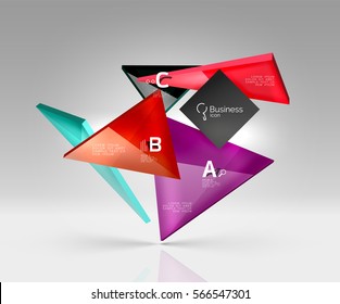 Blank triangle layout business template, infographic background. Vector background for workflow layout, diagram, number options or web design