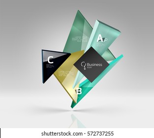 Blank triangle layout business template, infographic background. Vector background for workflow layout, diagram, number options or web design