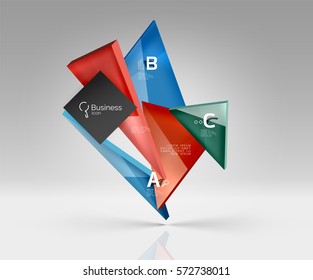 Plantilla de negocio de diseño triangular en blanco, fondo infográfico. Fondo vectorial para diseño de flujo de trabajo, diagrama, opciones de número o diseño web