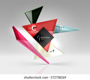 Blank triangle layout business template, infographic background. Vector background for workflow layout, diagram, number options or web design