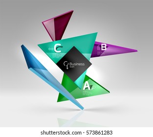 Blank triangle layout business template, infographic background. Vector background for workflow layout, diagram, number options or web design