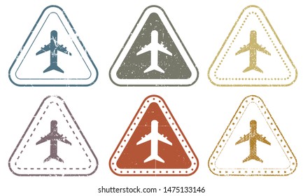 Blank Triangle postal stamps set.illustration vector 