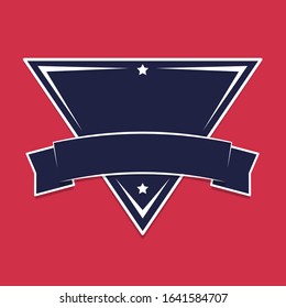 Blank triangle shield shape with ribbon - place for your text, symbol, graphic etc. Vector illustration.