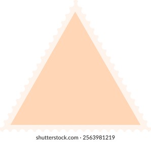 Blank triangular postage stamp featuring a serrated edge, isolated against a white background, offering ample copy space for creative customization and personal design