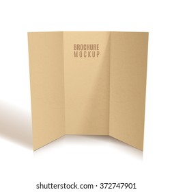 Blank tri-fold brochure design isolated. Paper craft.