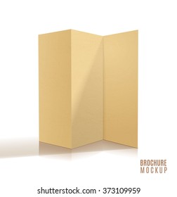 Blank tri-fold brochure design isolated. Paper craft.
