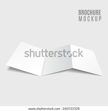 blank tri-fold brochure design isolated on grey