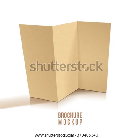 Blank tri-fold brochure design isolated. Paper craft.