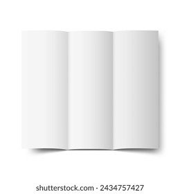 Blank Tri-Fold Open Brochure Cover On White Background. EPS10 Vector