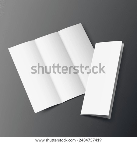 Blank Tri-Fold Open Brochure Cover On Gray Background. EPS10 Vector