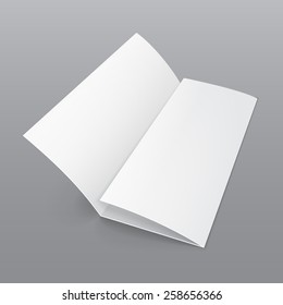 Blank Trifold Paper Brochure With Shadows. On Gray Background Isolated. Mock Up Template Ready For Your Design. Vector EPS10