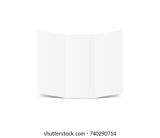 Blank Trifold Paper Leaflet mockup vector on white background.  