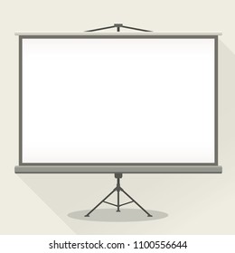 Blank Tripod Projection Screen Flay Vector Illustration 