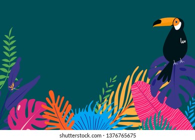 Vector de fondo verde tropical en blanco