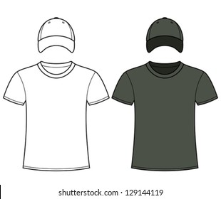 Blank t-shirt and cap template