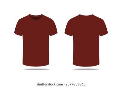 Blank T-shirt Design vector template mock up isolated on white background. Brown color T-shirt design,
flat technical drawing template. Empty T-shirt design.