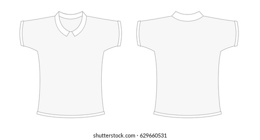 Blank T-shirt silhouette. Front & back sides. Vector isolated.