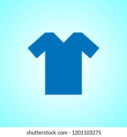 Blank t-shirt template. Blue t-shirt front on blue background. Vector illustration EPS 10.