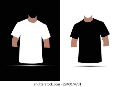 Diseño de plantilla de camiseta en blanco, ilustración vectorial en blanco y negro, maqueta de camiseta arriba