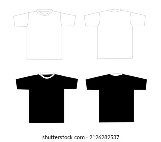 Blank t-shirt template. Front and back