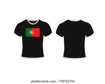 Blank t-shirt template. Front and back,Men's t-shirt design template,t-shirt and background of Portugal.