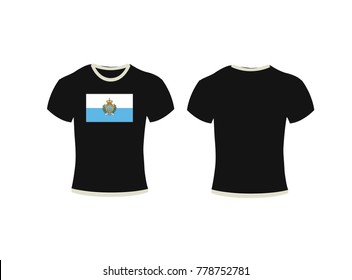 Blank t-shirt template. Front and back,Men's t-shirt design template,t-shirt and background of San Marino.