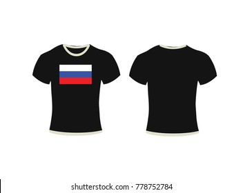 Blank t-shirt template. Front and back,Men's t-shirt design template,t-shirt and background of Russia.