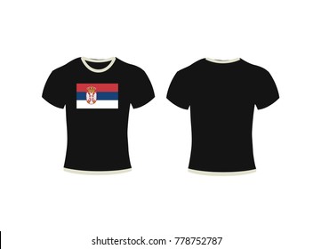 Blank t-shirt template. Front and back,Men's t-shirt design template,t-shirt and background of Serbia.