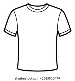 Blank t-shirt vector template. Simple white shirt with a black outline. Copy and design space for advertisements and company logos. on white background