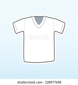 blank t-shirt with v-neck template vector on polka dots background. 