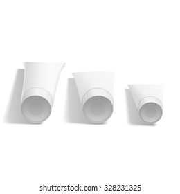 blank tubes set with a wide cap isolated on white background