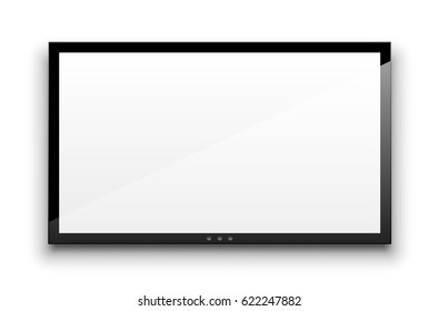 Blank tv screen. White empty vector monitor isolated on white.