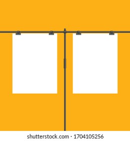 blank two posters sandwiched metal clasps