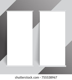 Blank two Roll up banner stand mockup cover template. Isolated