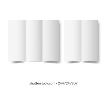 Blank Two And Tri-Fold Open Brochure Cover On White Background. EPS10 Vector