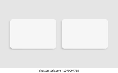 Blank two white card design  template. White card mockup isolated on gray background.