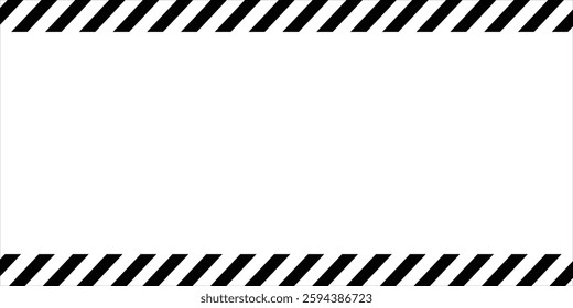 Blank under construction, caution, warning, stop, halt template with black tape. Safety, police sign, do not cross, security warning zone blank space for text or message. Vector Illustration.