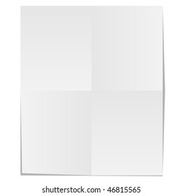 Blank unfolded paper isolated on white background.