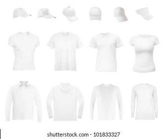 Blank uniform template: long sleeve shirts, t-shirts and hats.